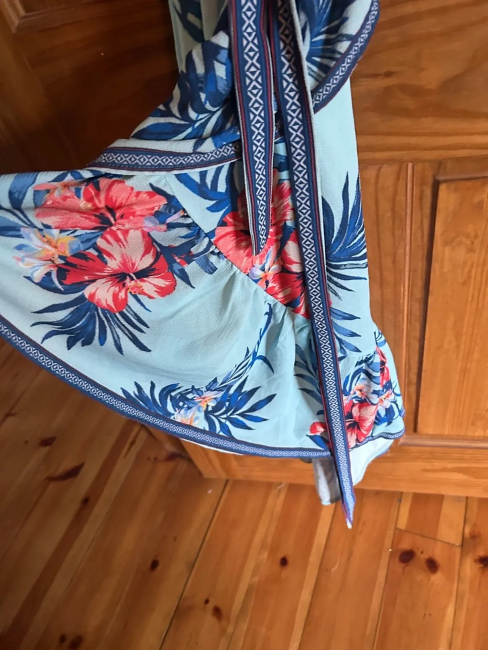 Jealous Tomato Blue Floral Wrap Midi Dress - Picture 4 of 7